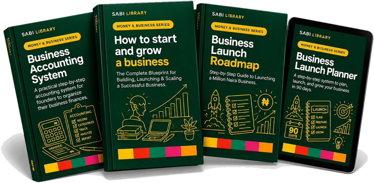 The four books in the Business Starter Kit: Business Accounting System, How to Start and Grow a Business, Business Launch Roadmap and Business Launch Planner